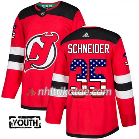 New Jersey Devils Trikot Cory Schneider 35 Adidas 2017-2018 Rot USA Flag Fashion Authentic - Kinder